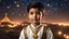 Placeholder: little very young Zoroastrian boy, handsome, peaceful, gentle, confident, calm, wise, happy, facing camera, head and shoulders, traditional Zoroastrian costume, perfect eyes, exquisite composition, night scene, fireflies, stars, Zoroastrian landscape, beautiful intricate insanely detailed octane render, 8k artistic photography, photorealistic concept art, soft natural volumetric cinematic perfect light, chiaroscuro, award-winning photograph, masterpiece, Raphael, Bouguereau, Alma-Tadema