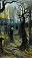 Placeholder: A black thicket with shadow monsters painted by Vincent van Gogh