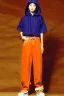 Placeholder: year 1998 women fashion. Loose, baggy, low waist straight suit Combat pants, t-shirt, new kind of hoodie with tippet! recycled denim straight trousers. Colors: denim blue, blue, purple, cream, khaki, "light green", lilac, plum, orange, terracotta, red, light yellow, lion yellow, pink, dark blue, beige. Sturnus vulgaris-print. wide belt. Partly latex or leather. Kylie Minogue, Tyra Banks. leg warmer. Cargo pants and hoodie!