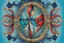 Placeholder: venice in a carnival picture 3, in the style of fantastical compositions, colorful, eye-catching compositions, symmetrical arrangements, navy and aquamarine, distinctive noses, gothic references, spiral group