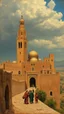 Placeholder: Hieronymus Bosch style , Morocco old Arabian castles with people