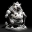 Placeholder: a statuette of a monstrous pig-man cult greyscale photo