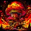 Placeholder: A fantabulous black, red, and yellow (((mushroom tower house))) erected atop a (geologic pillar), surrounded by the uncanny imaginative ((( swirling skies))), offset by the stark hues of a (neon-tinged nebulous space scape), within. captured by the hand a skilled master painter with a focus on (softly blurred compositions and voluminous lighting).