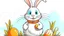 Placeholder: Fantasy cartoon illustration: a bunny is holding a basket full of chocolate Easter treats