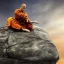 Placeholder: Fantasy,the rock as shaolin monk, heroic, award winning, insanely detailed, sunlit, realistic, meditating,acrylic paint, 8k resolution, hdr