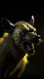 Placeholder: Crafting a terrifying 8K depiction of an evil old hyena face rising hand up ,His presence exudes an unsettling aura of malevolence, instilling fear in all who behold him.