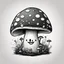 Placeholder: mushroom, black and white, cartoon, drawing, cute, creature, simple