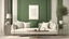 Placeholder: Mock up poster frame in modern interior with green sofa and decoration minimal.3d rendering