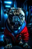 Placeholder: pug in a mega cool iron super blue + Red suit with on his arms and shoulders, hdr, (intricate details, hyperdetailed:1.16), piercing look, cinematic, intense, cinematic composition, cinematic lighting, color grading, focused, (dark background:1.1)