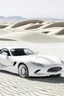 Placeholder: All white textured cobra car at the center background , in desert sands a small Aloe vera., a white big king cobra snake standing up