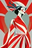 Placeholder: Woman dressed in Canadian flag style of erte