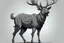 Placeholder: deer, full body, angry, profile ,comic book, gray background,