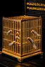 Placeholder: babylon reprsented by gold twitter bird logo captured in a caged box in a prioson box guarded by storm troopers