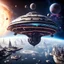 Placeholder: Create a city Floating in the Space galaxy in the Future with a mother ship