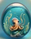 Placeholder: A cute little octopus in a small circular fish tank.