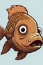 Placeholder: a fish on a brown bear's head cartoon style