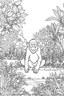 Placeholder: Outline art of monkey in a garden