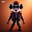 Placeholder: Monkey toddler, steampunk headphone, sunglass, gangsta neckless, full body, red leather jacket, tokio background, dramatic lighting, hyper realistic, unreal engine 5, 16k