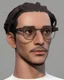 Placeholder: Dark brown hair, male, short length dreads locs, square head shape, aviator glasses, light brown skin, 13 year old boy, no beard, slightly raised button nose, downturned eyes, medium arched eyebrowns, heart shaped lips, round chin,