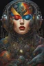 Placeholder: 888 weird mystic ,dark , fantasy, sinister, Joan Miro and Sorayama Hajime, fantasy hyperdetailed, weirdart, cyberpunk, dark colors, extreme high illustration, textured hypermaximalism, masterpiece, intricate details, reflections, cinematic