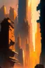 Placeholder: The dazzling metropolis decorated with towering skyscrapers and bustling with life is being subjected to the merciless ravages of the blazing summer sun causing it to gradually liquefy into a gooey molten mess, apocalyptic landscape of a cityscape melting under the scorching heat of the sun, Digital painting, Highly detailed, art by ian mcque and sparth, Dark, Post-apocalyptic, Vivid, Sharp focus, Artstation, Sci-fi, abstract.