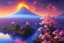 Placeholder: Japanese Fuji Mountain,eruption lava flows into the lake , concept art, smooth, extremely sharp detail, finely tuned detail, ultra high definition, 8 k, unreal engine 5, ultra sharp focus, illustration, magic ambient, bonsai cherry blossom trees , japanese gondolas .