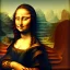 Placeholder: Mona Lisa painting a portrait of Leonardo de Vinci