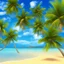 Placeholder: 9. Generate an image of a sun-soaked beach with palm trees and crystal-clear water