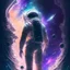 Placeholder: An astronaut lost in the galaxy whose soul is pulled from his body by the god of the galaxy in exchange for seeing his love one last time, digital art, anime, 4k, high resolution. full detail.