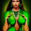 Placeholder: fullbody portrait of beautiful booty young busty atletic amazon woman with big green emerald eyes with big emeralds necklace by Anthony Devas 8k