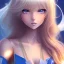 Placeholder: A anime wifu character, blue eyes, full body, blonde hair, cleavage