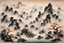Placeholder: Depict a traditional Chinese landscape painted with colored ink, focusing on an awe-inspiring scene. The painting's main spotlight should be on a majestic, towering mountain covered in a haze of thin mist. A wide stream meandering at the base of the mountain is so crystal clear that it reflects the surrounding views. Vital elements such as rocks and the mountain range are skillfully portrayed with varying shades of ink and nuanced brushstrokes to create texture and depth. Overall, this art piece
