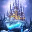 Placeholder: cristal angelic castle crystalline, beau , cosmic, opalescent, opalescent, gemstones, crystals, object, other worldly,water, rock, moss,bright, ice background, neige etang bleu