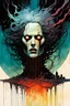 Placeholder: a surreal portrait of the inner workings of her disturbed mind as a nightmarish charnel house of screaming pain , in the comic book style of , Bill Sienkiewicz, , Jean Giraud Moebius , and Alex Pardee muted natural color, sharp focus, ethereal , dark and foreboding