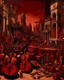 Placeholder: A dark red city filled with instruments painted by Michelangelo di Lodovico Buonarroti Simoni