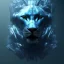 Placeholder: A beautiful portrait of a cyborg lion blue color scheme, high key lighting, volumetric light high details psychedelic background