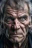 Placeholder: Portrait of an old half-orc, malevolent look, blue eyes, salt and pepper hair,