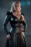 Placeholder: Kate Winslet as evil queen in black leather gown, cleavage, angry, stern look, unreal 5, octane render,cinema4d, dynamic lighting, dramatic lighting, 4k, redshift render, highly detailed, hyper realistic