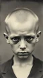 Placeholder: An old picture style of black and white mono very bad quality looks very old camera picture with cracks very ugly eyes and head with no hair , year 1900