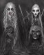 Placeholder: the three blind witches, portraits, Greek mythology, passing the eyeball between them, 8k resolution concept art, dynamic lighting, intricately detailed, hyperdetailed, gothic, creepy, unsettling, disfigured