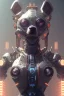 Placeholder: a beautiful full frame portrait digital painting of futuristic dogpunk robot, wide angle view, close-up, macro lens, centered camera, titanium accents, intricate details, small minutiae, tiny features, particulars, colorful, 8k, least ambient occlusion, volumetric lighting, volumetric clouds