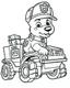 Placeholder: outline art for Paw Patrol Marshall With Fire Truck coloring page, Japanese manga style, cartoon style, cute face, white background sketch style, full body is a must, only use outline, clean line art, no shadow, bold outline