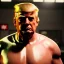 Placeholder: Realistic photo, Donald trump wrestler, wrestling dress, sweat, retro style, 80s, hot ambient, photo studio, red, gold, vibrant color, gradient, highly detailed, art stations, concept art, smooth, unreal engine 5, god rays, ray tracing, RTX, lumen lighting, ultra detail, volumetric lighting, 3d, finely drawn, high definition, high resolution.