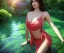 Placeholder: Portrait realistic hyper detailed perfect face of a insane young beautiful top model woman in short open dress. Sensual, volumetric lighting, Unreal Engine 5, 3D Animation Quality, Octane Rendering. A masterpiece. She's in water, garden, trees. vivid colors. Perfect face and body.