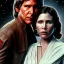 Placeholder: middle-aged carrie fisher embracing harrison ford in star wars, waist up portrait, photorealistic faces, intricate, masterpiece, expert, insanely detailed, 4k resolution, cinematic smooth, intricate detail , soft smooth lighting, soft pastel colors,