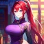 Placeholder: Clear focus, 8k, beautiful lighting, vibrant colors, girl, red hair, purple eyes, ponytail, chinese clothes,