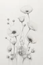 Placeholder: A white butterfly Minimalist white ink pencil and white drawing of white poppies in a white background