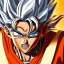 Placeholder: Son-goku with white hair, close-up