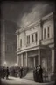 Placeholder: Create an atmospheric depiction of Ford's Theatre in Washington, D.C., on the evening of April 14, 1865. Capture the historical ambiance and the anticipation of the audience as they gather for the play "Our American Cousin