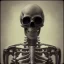 Placeholder: a skeleton mage, steam punk, realistic, made in octane, cinematic, ultra-realistic, extremely detailed octane rendering, 8K, VRAY Super Real ar 2:3, dof photorealistic futuristic 50mm lens hard lighting dark gray tintype photograph, realistic lighting, sepia color